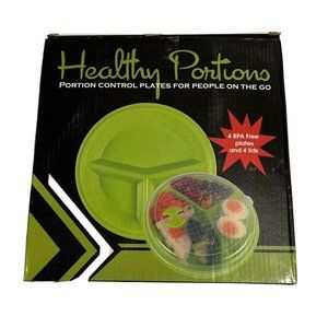 Healthy Portions Meal Prep Plates Portion Control Weight Loss 4 plates w/ lids